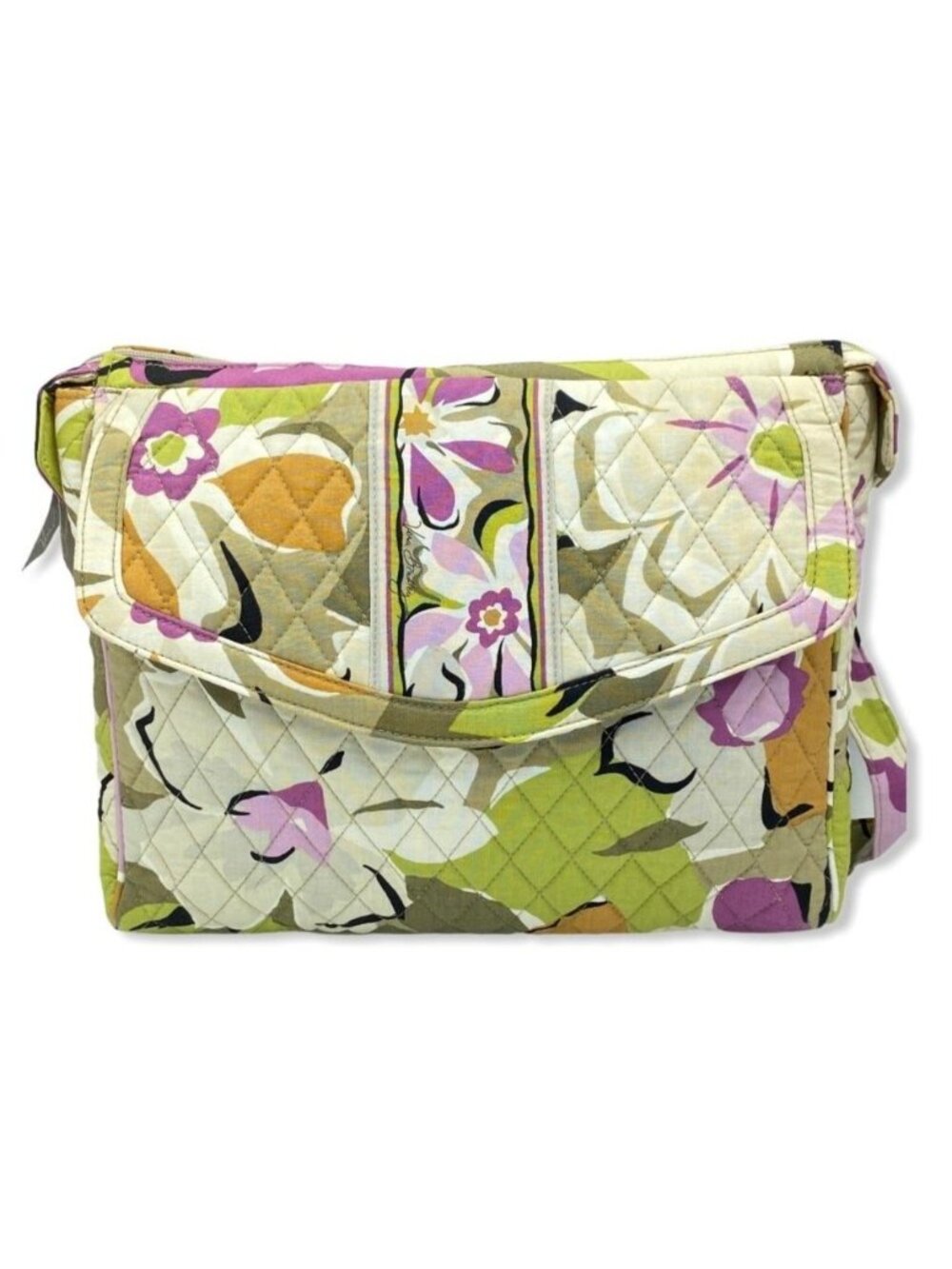 Vera Bradley Crossbody Tablet Laptop Messenger Bag Quilted Cotton Floral Retired
